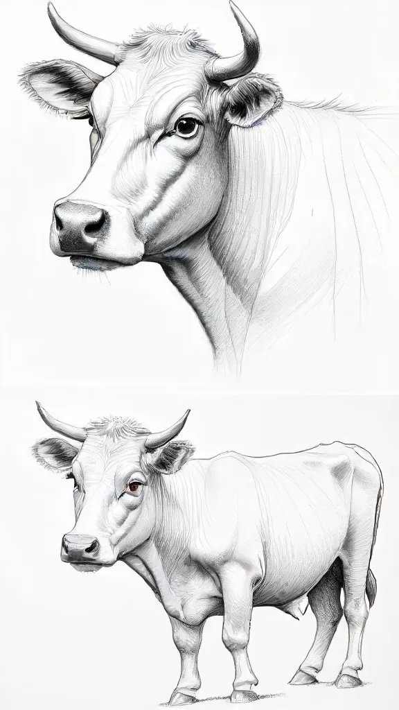 Cow Simple Drawing Sketch Picture