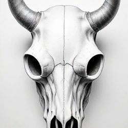 Cow Skull Drawing Sketch Image