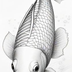 Coy Fish Drawing Art Sketch Image