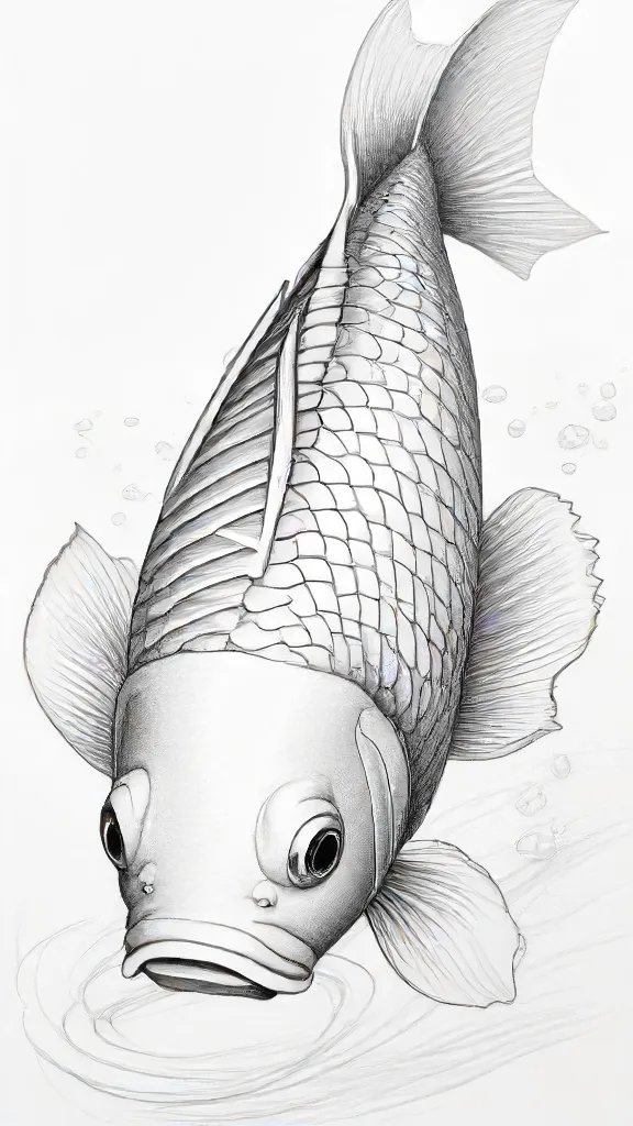 Coy Fish Drawing Art Sketch Image