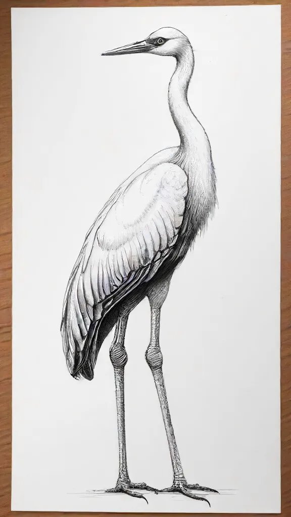 Crane Drawing Art Sketch Image