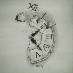 Creative Clock Drawing Detailed Sketch