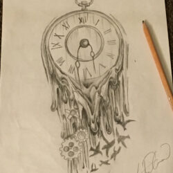 Creative Clock Drawing Hand Drawn