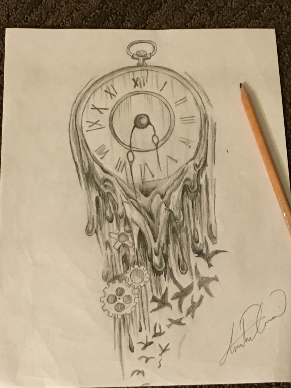 Creative Clock Drawing Hand Drawn