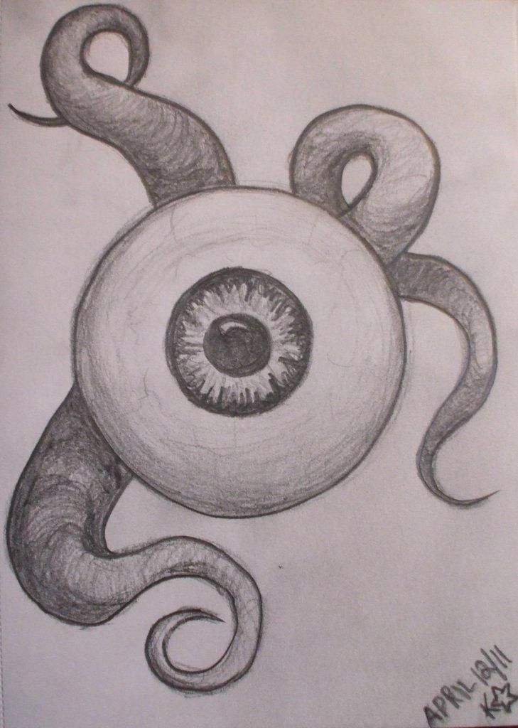 Creepy Eyeball Drawing Detailed Sketch
