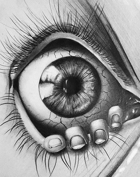 Creepy Eyeball Drawing Modern Sketch