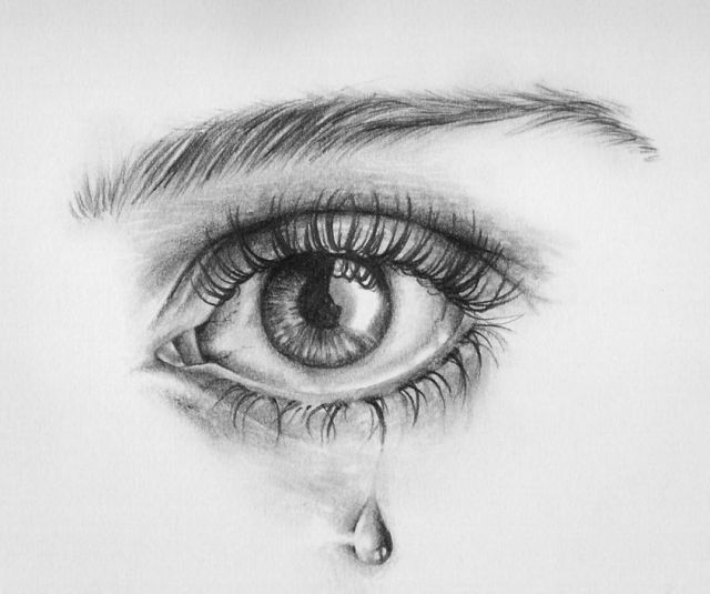 Crying Eye Drawing Detailed Sketch