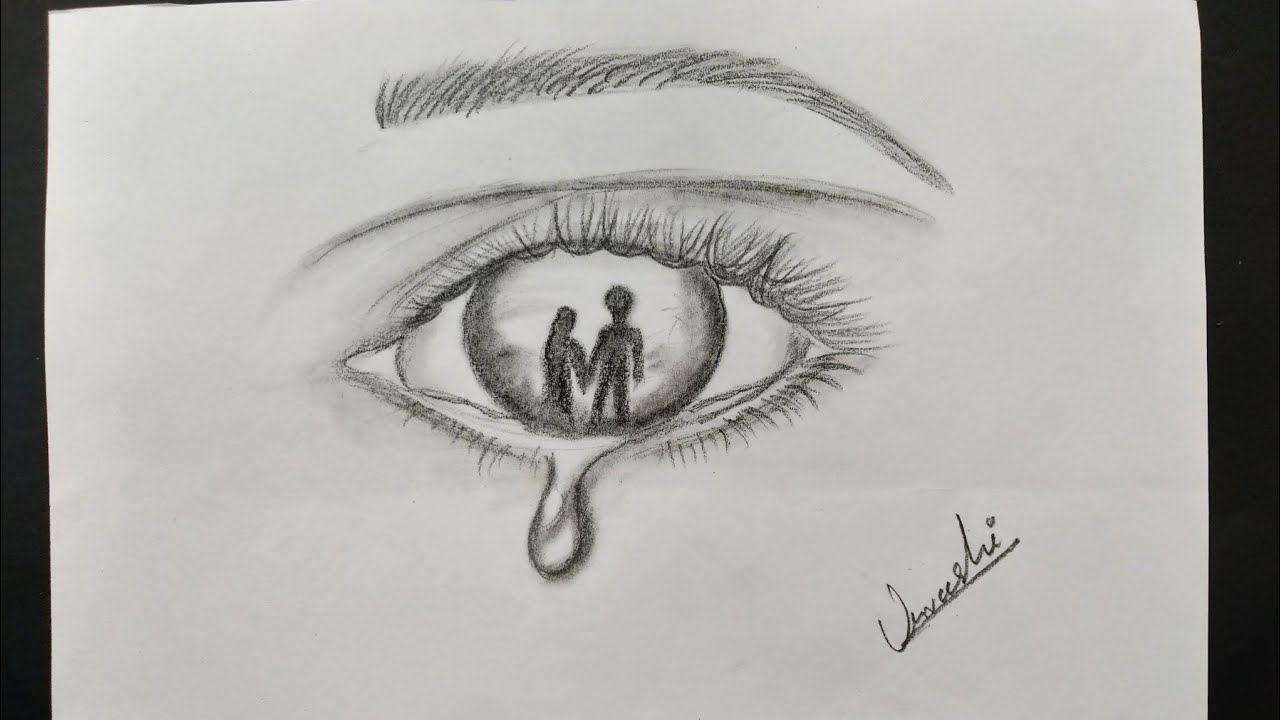 Crying Eye Drawing Intricate Artwork