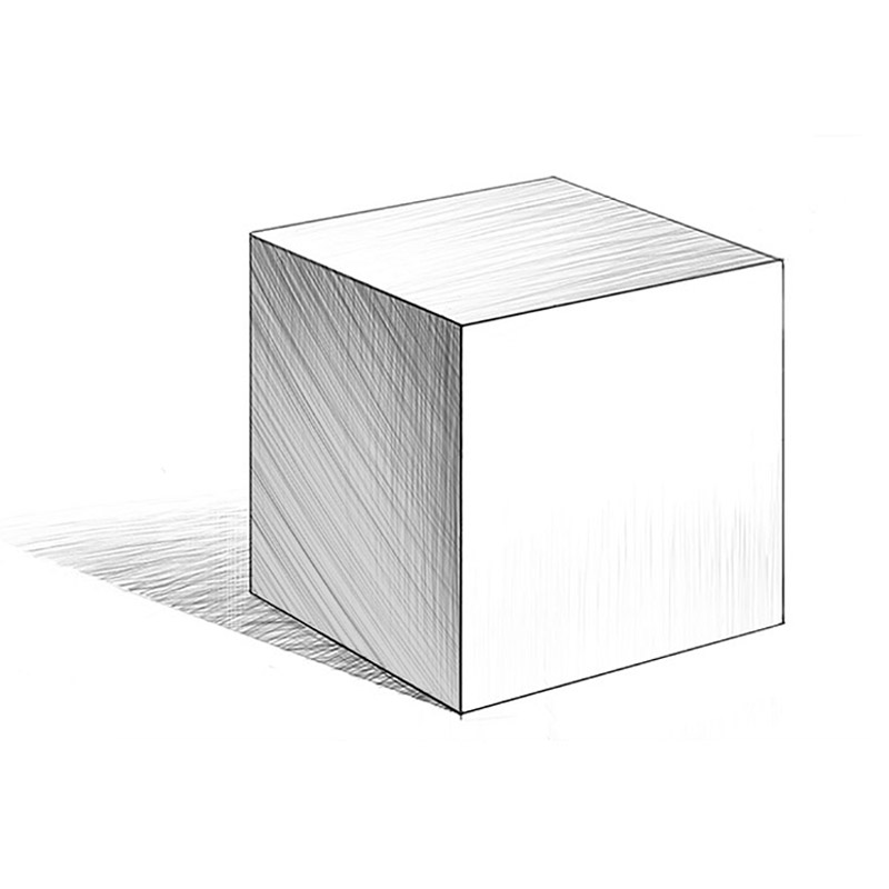 Cube Drawing Detailed Sketch