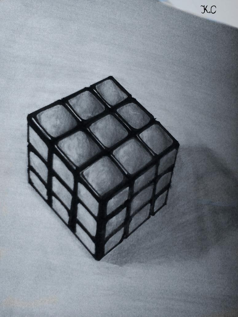 Cube Drawing Hand Drawn Sketch