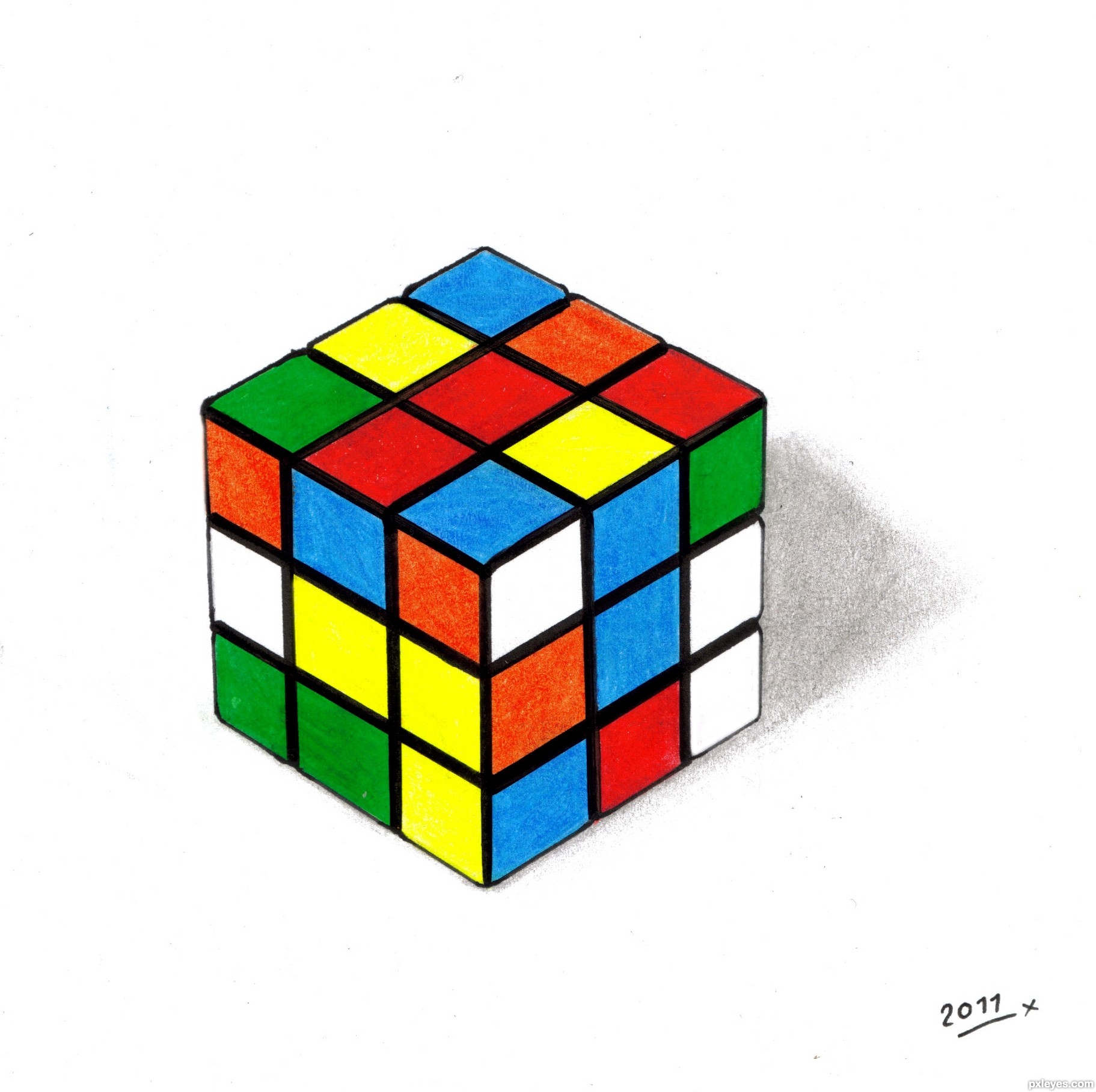 Cube Drawing Realistic Sketch