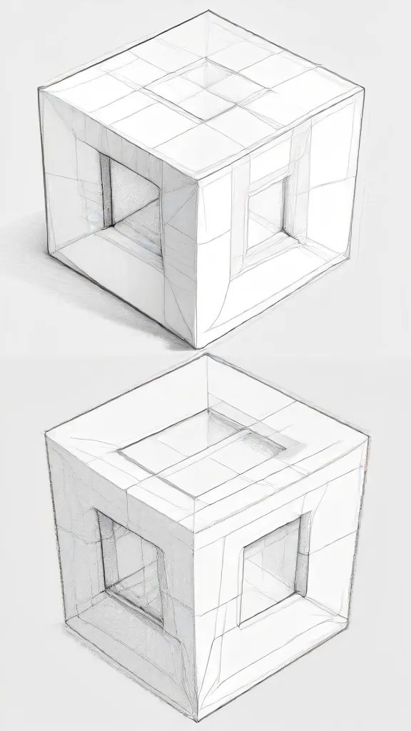 Cube Drawing Sketch Photo