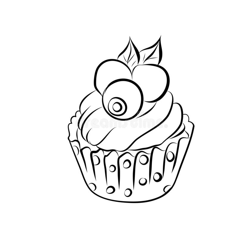 Cupcake Drawing Detailed Sketch