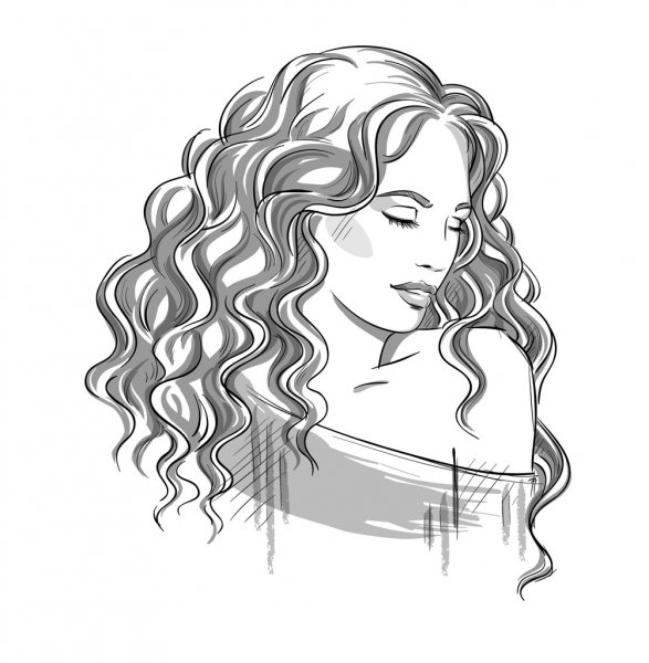 Curly Hair Drawing Amazing Sketch