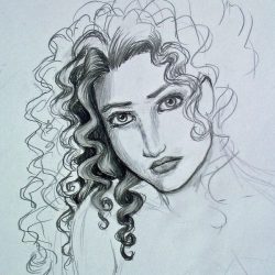 Curly Hair Drawing Creative Style