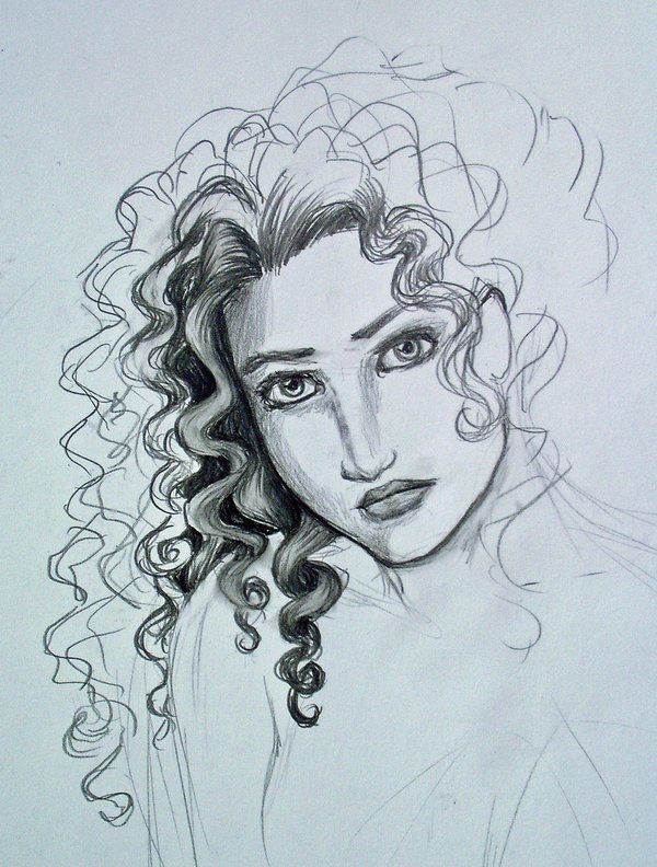 Curly Hair Drawing Creative Style