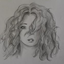 Curly Hair Drawing Modern Sketch