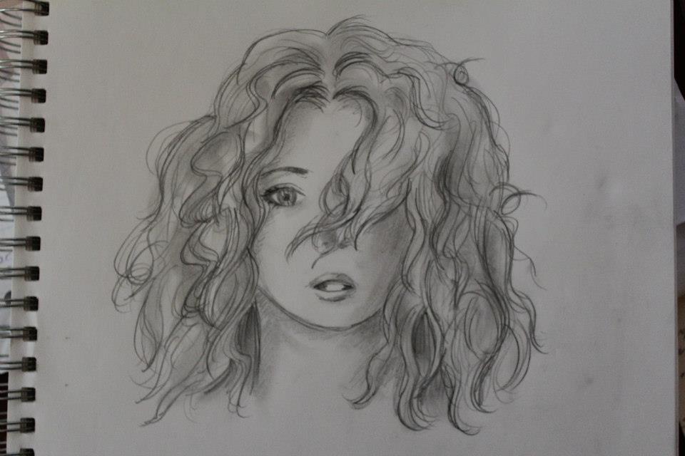 Curly Hair Drawing Modern Sketch