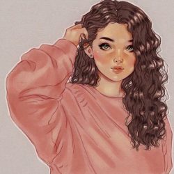 Curly Hair Girl Drawing Creative Style