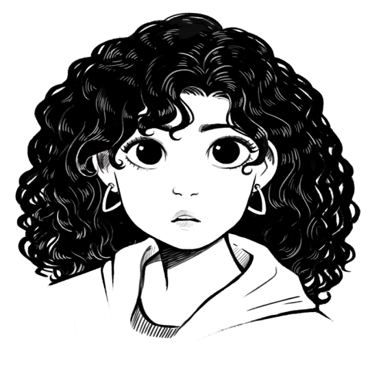 Curly Hair Girl Drawing Fine Art