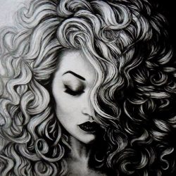 Curly Hair Girl Drawing Hand drawn