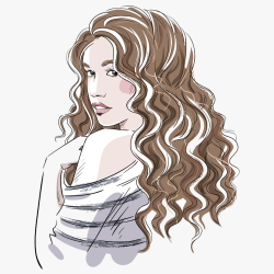 Curly Hair Girl Drawing Hand drawn Sketch