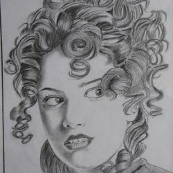 Curly Hair Girl Drawing Professional Artwork