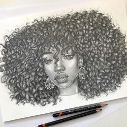 Curly Hair Girl Drawing Sketch