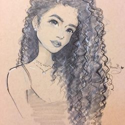 Curly Hair Girl Drawing Stunning Sketch