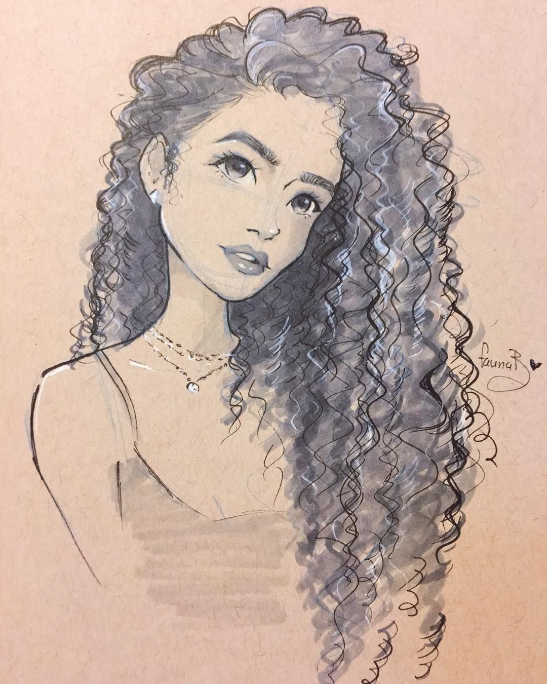 Curly Hair Girl Drawing Stunning Sketch