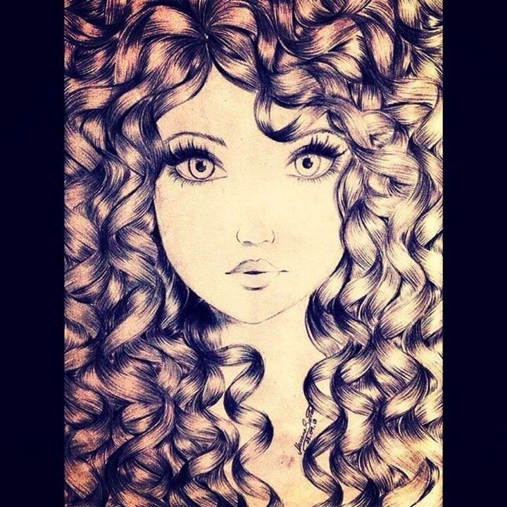 Curly Hair Girl Drawing