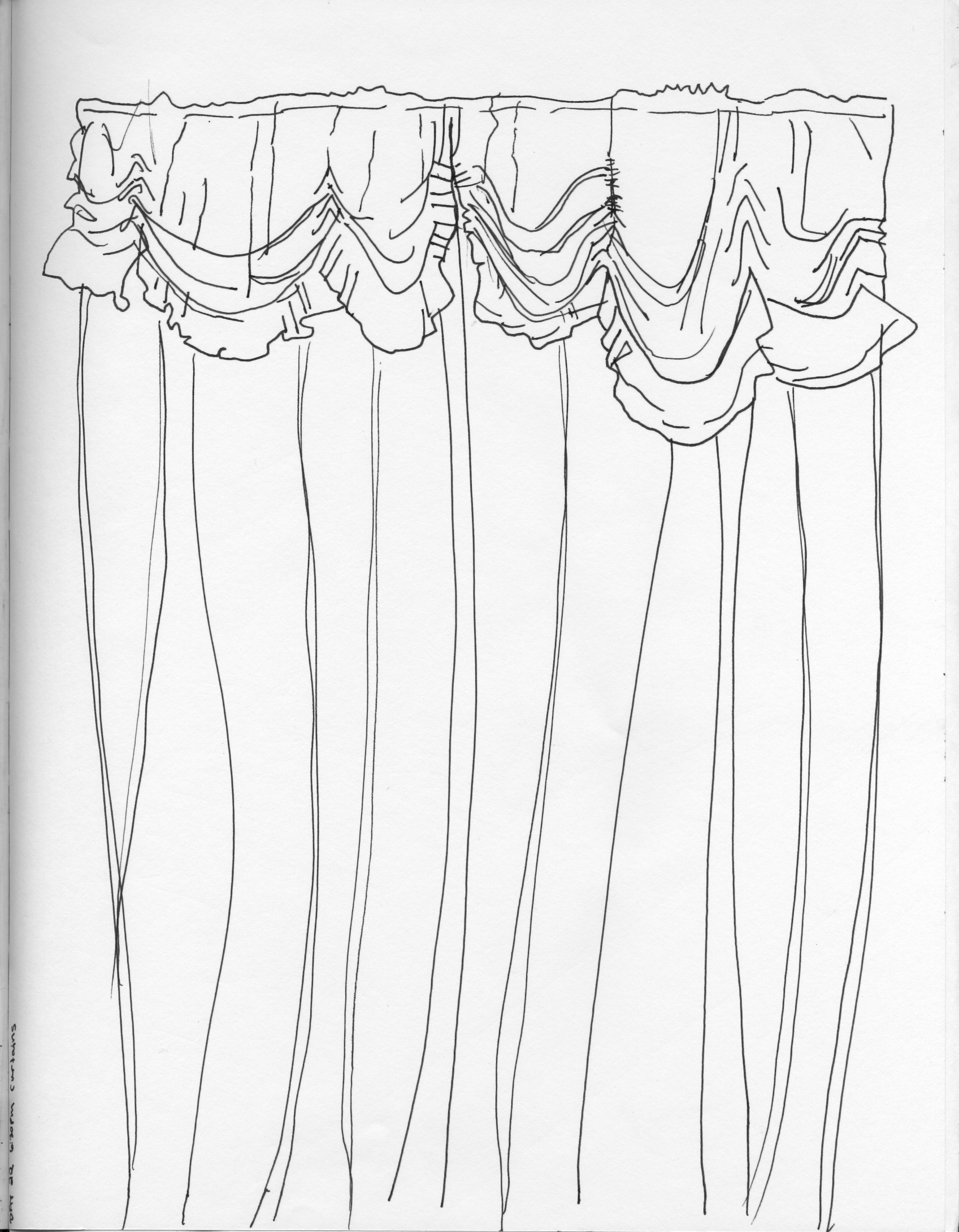 Curtain Drawing Modern Sketch