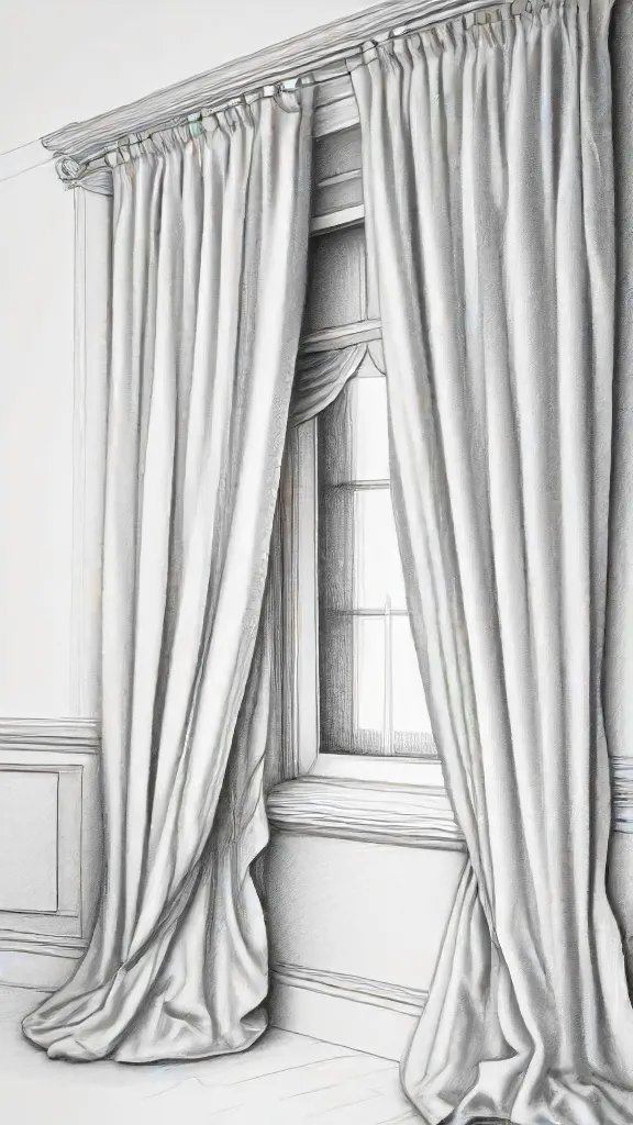 Curtain Drawing Sketch Photo