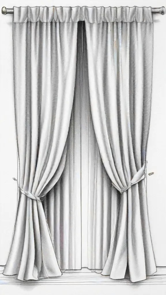 Curtain Drawing Sketch Picture