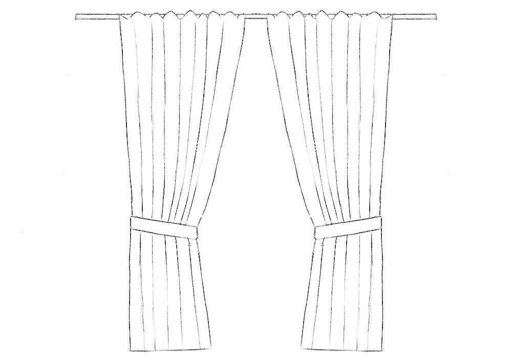 Curtain Drawing Sketch