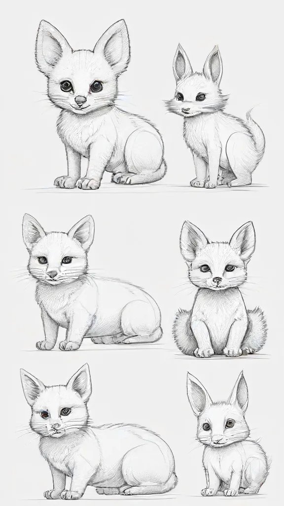 Cute Animals Drawing Sketch Image