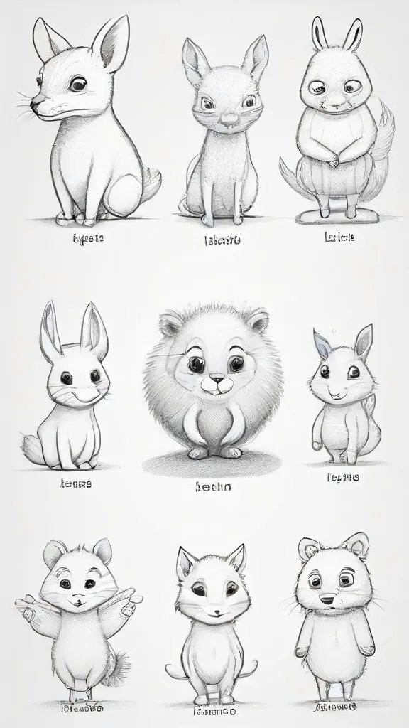 Cute Animals Drawing Sketch Photo