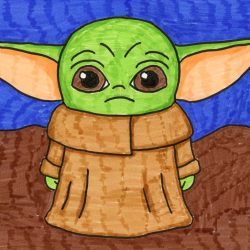 Cute Baby Yoda Drawing Artistic Sketching