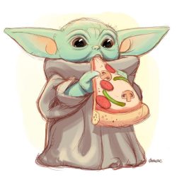 Cute Baby Yoda Drawing Intricate Artwork