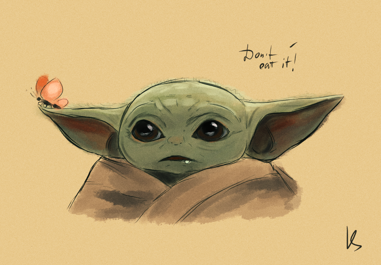 Cute Baby Yoda Drawing Realistic Sketch