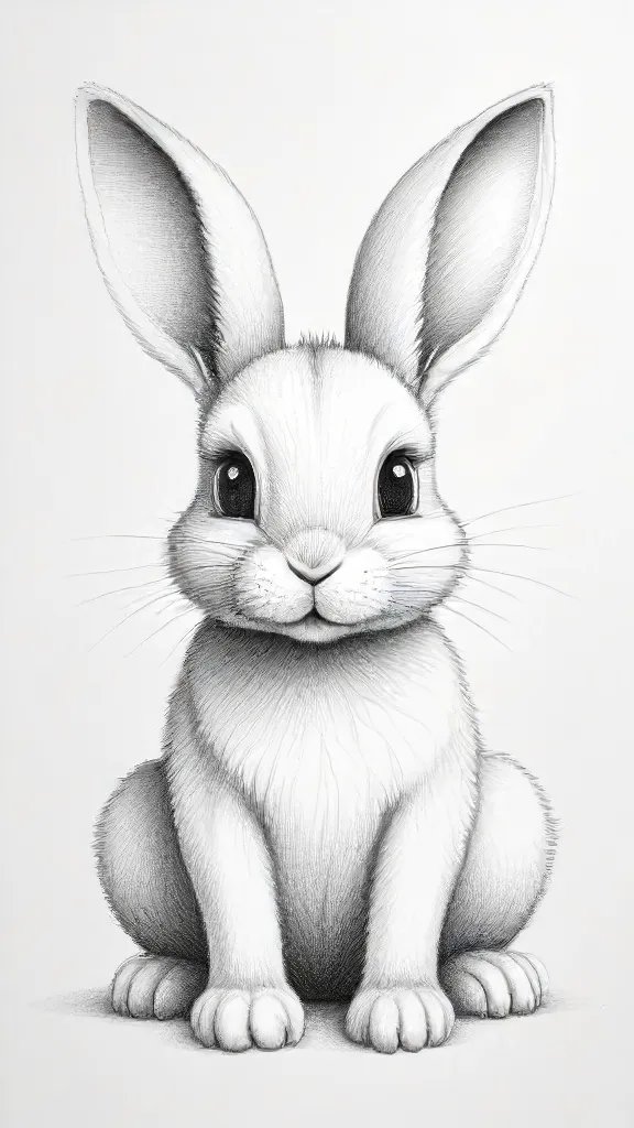 Cute Bunny Drawing Art Sketch Image
