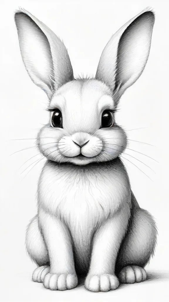 Cute Bunny Drawing Sketch Image