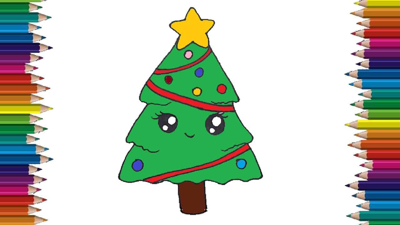 Cute Christmas Tree Drawing Art