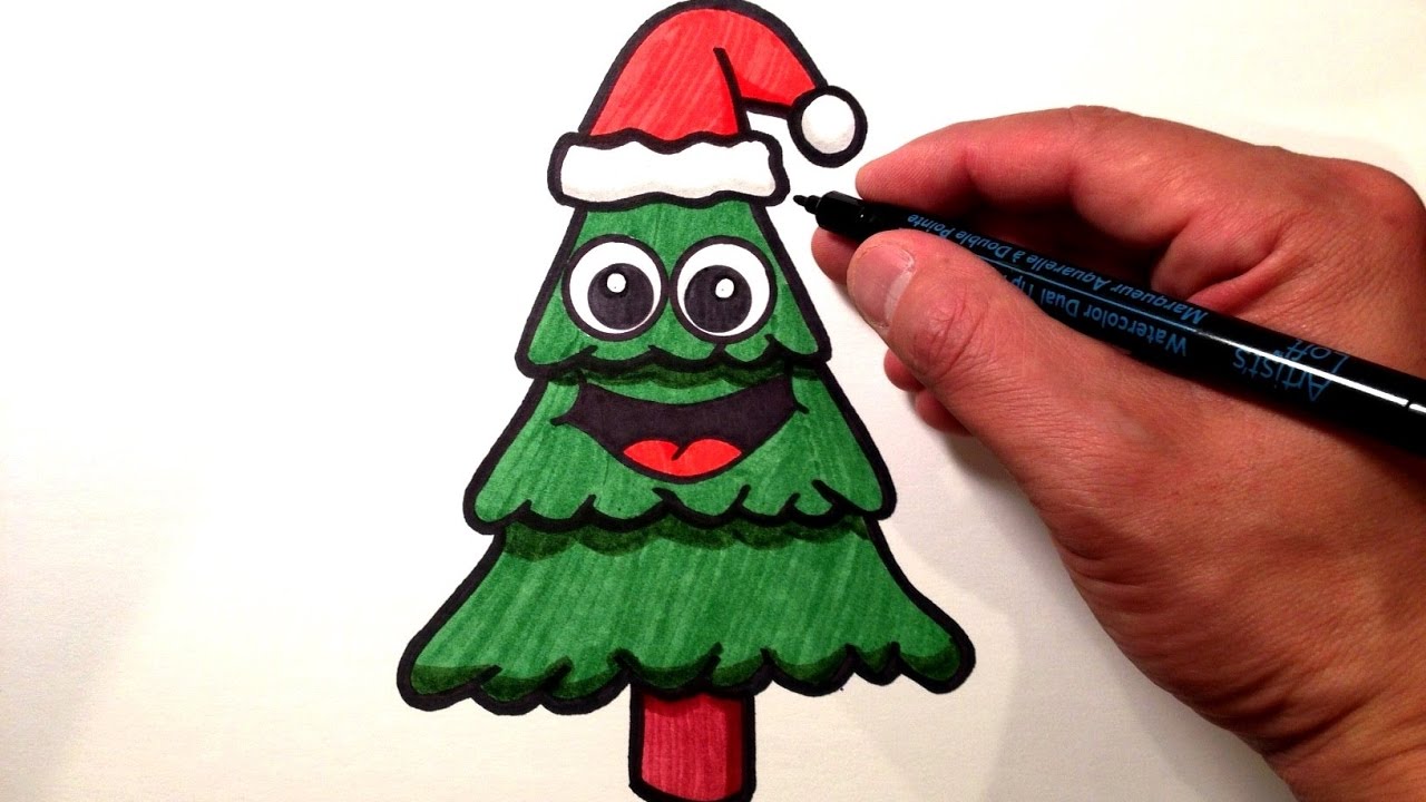 Cute Christmas Tree Drawing Hand drawn Sketch
