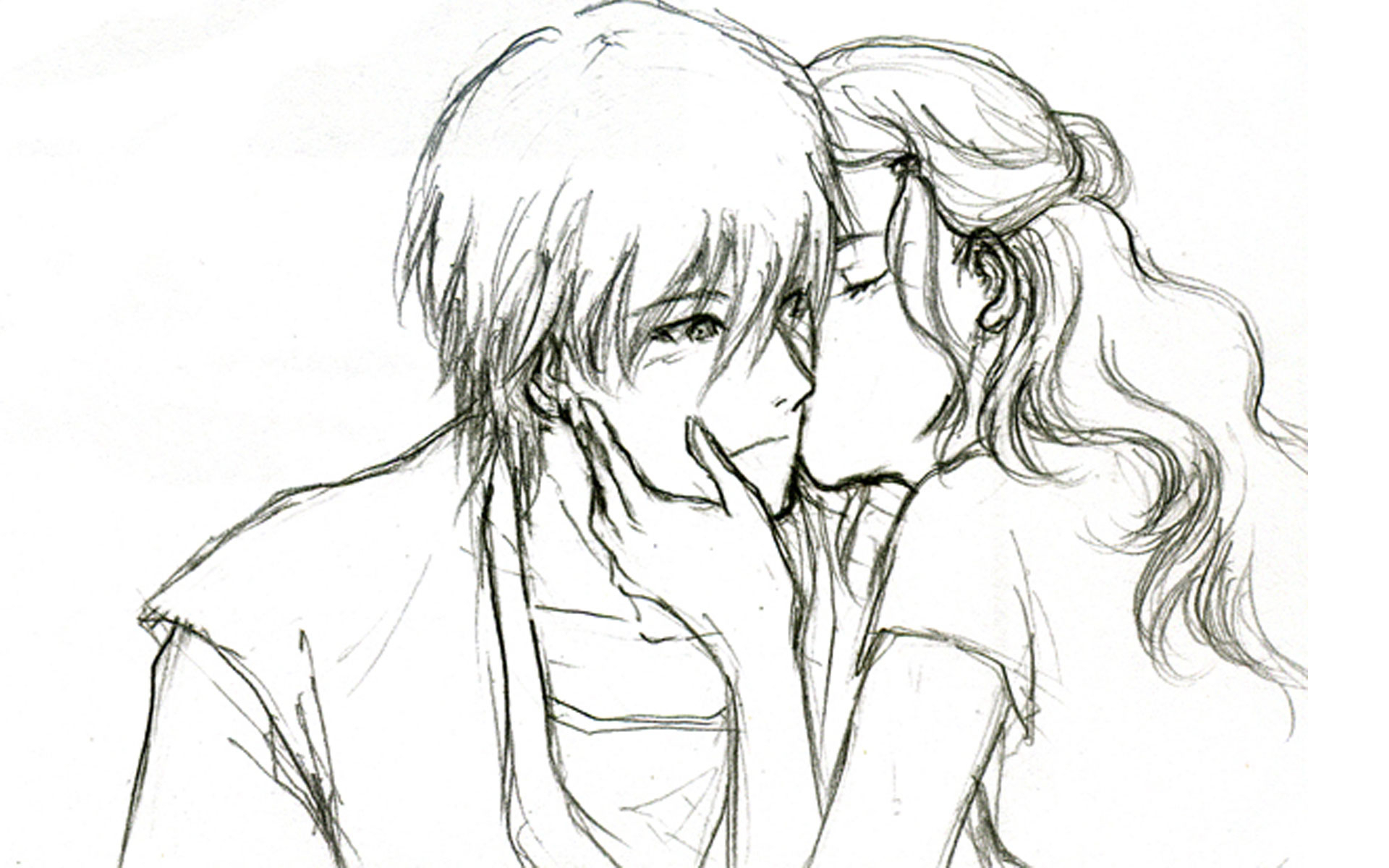 Cute Couple Poses Drawing Sketch