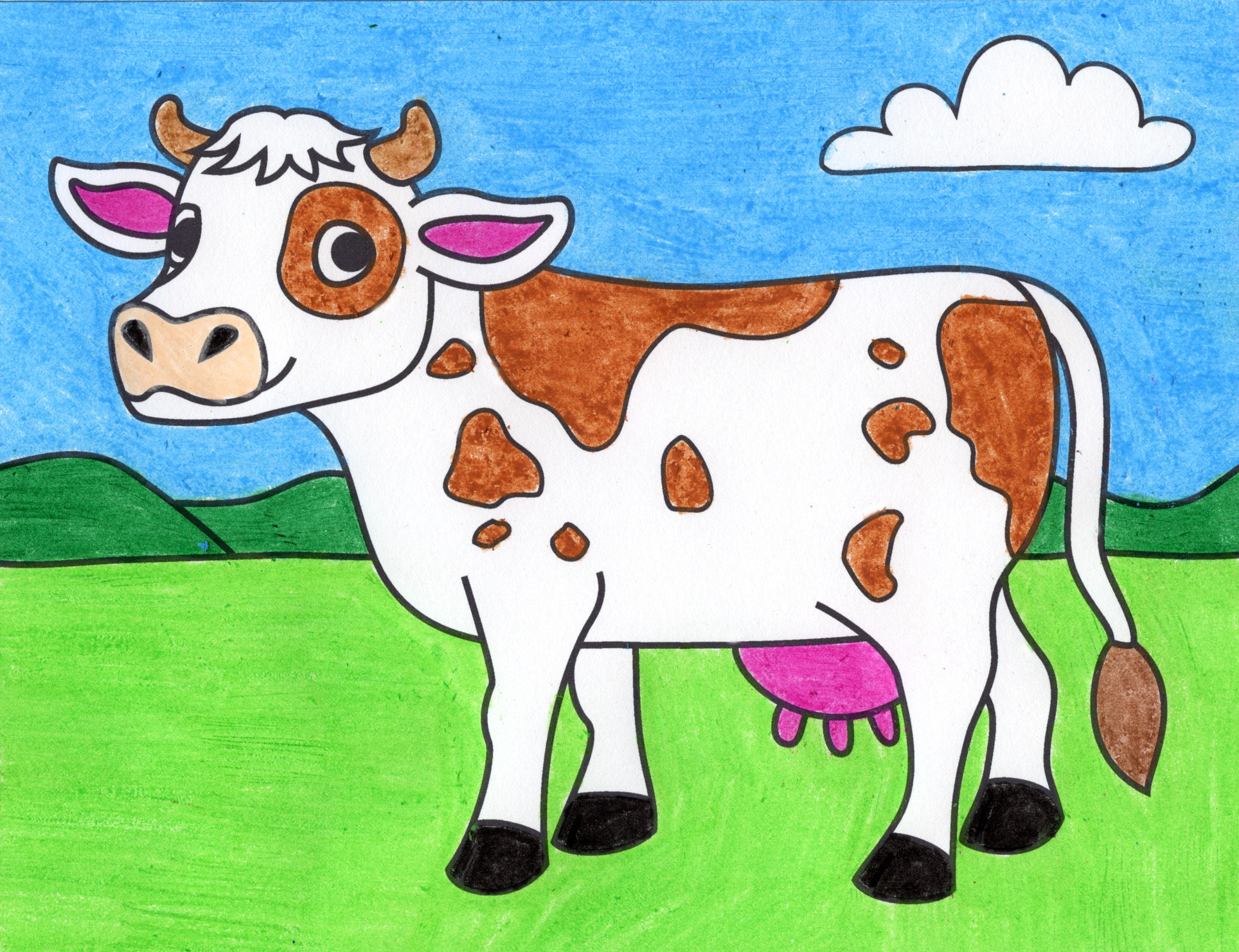 Cute Cow Drawing Modern Sketch