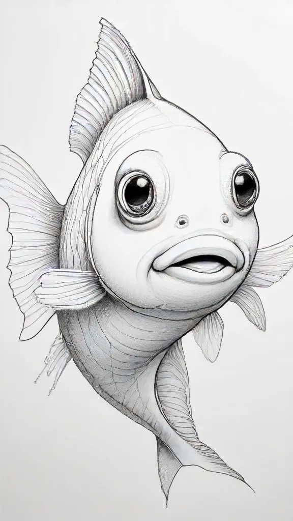 Cute Fish Drawing Art Sketch Image