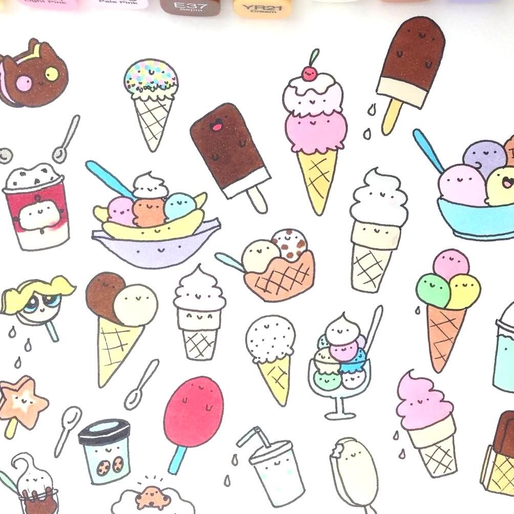 Cute Ice Cream Drawing Art