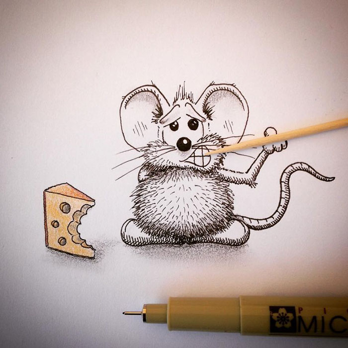 Cute Mouse Drawing Artistic Sketching