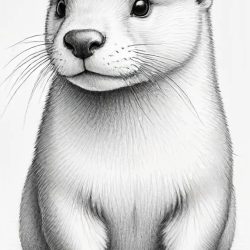 Cute Otter Drawing Art Sketch Image